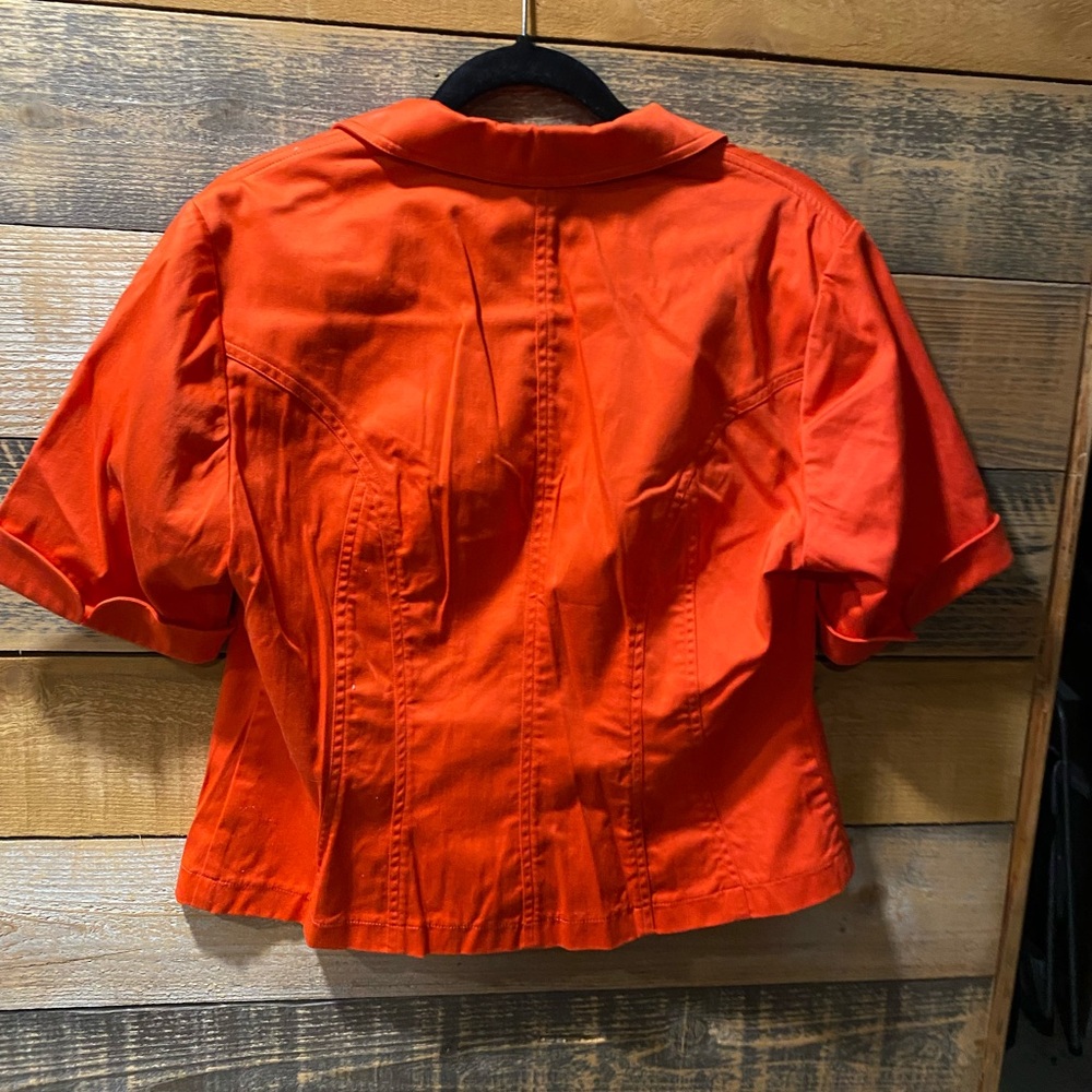 NWT Coldwater Creek Orange Red Fitted Tailored Collared Short Sleeve Jacket - Picture 7 of 10